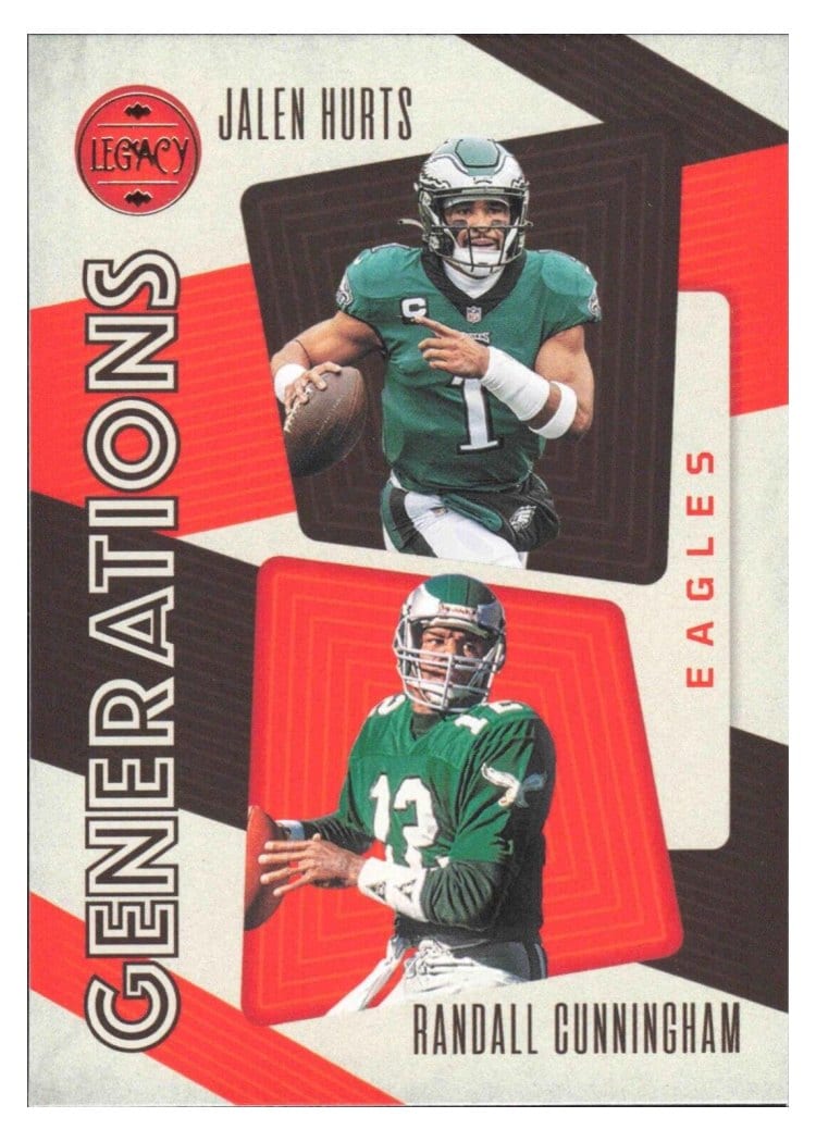 2023 Panini Legacy Generations Jalen Hurts / Randall Cunningham #GEN-6 card
