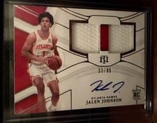 2021-22 Panini National Treasures Jalen Johnson Rookie Patch Auto /99 #139 card