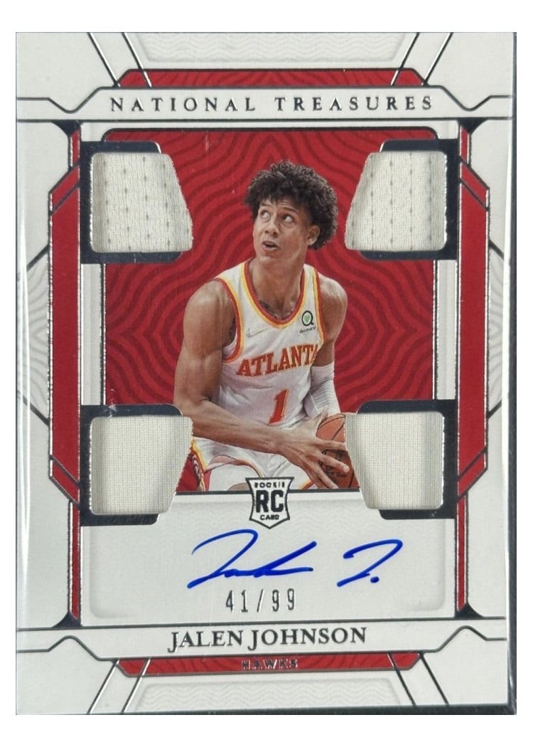2021-22 Panini National Treasures Rookie Materials Jalen Johnson #RMQ-JLJ card