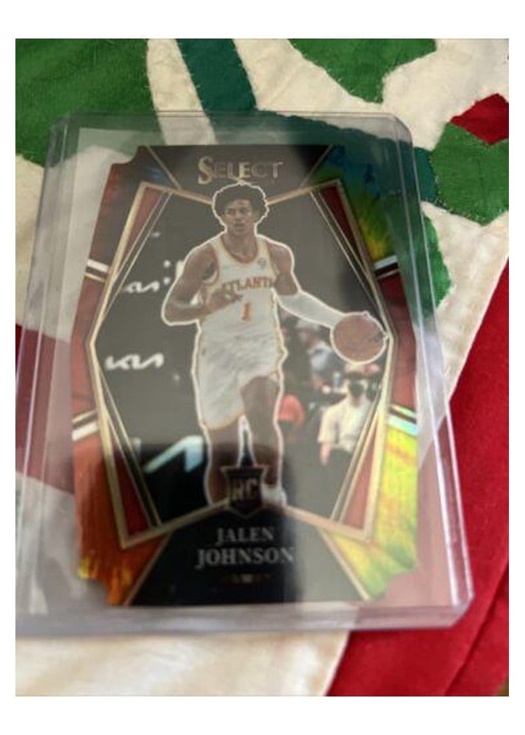 2021-22 Panini Select Base Set Jalen Johnson Tie Dye Prizm Die Cut #200 card