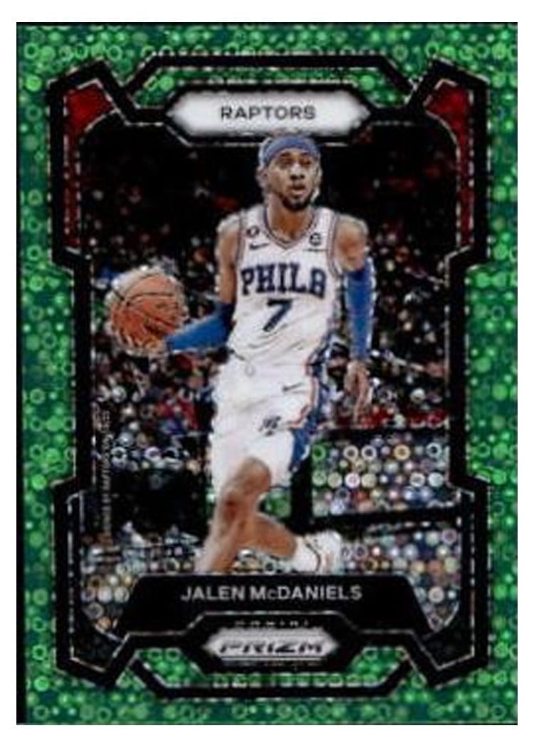 2023-24 Panini Prizm Base Set Jalen McDaniels Fast Break Neon Green #291 card