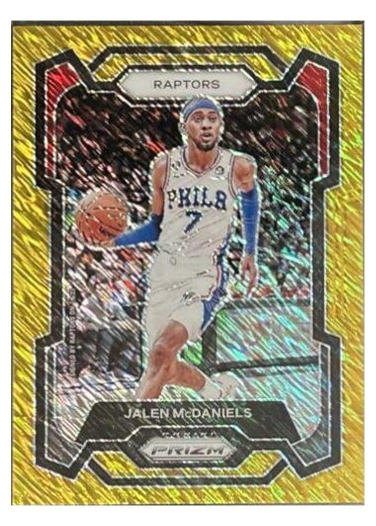 2023-24 Panini Prizm Base Set Jalen McDaniels Gold Shimmer #291 card