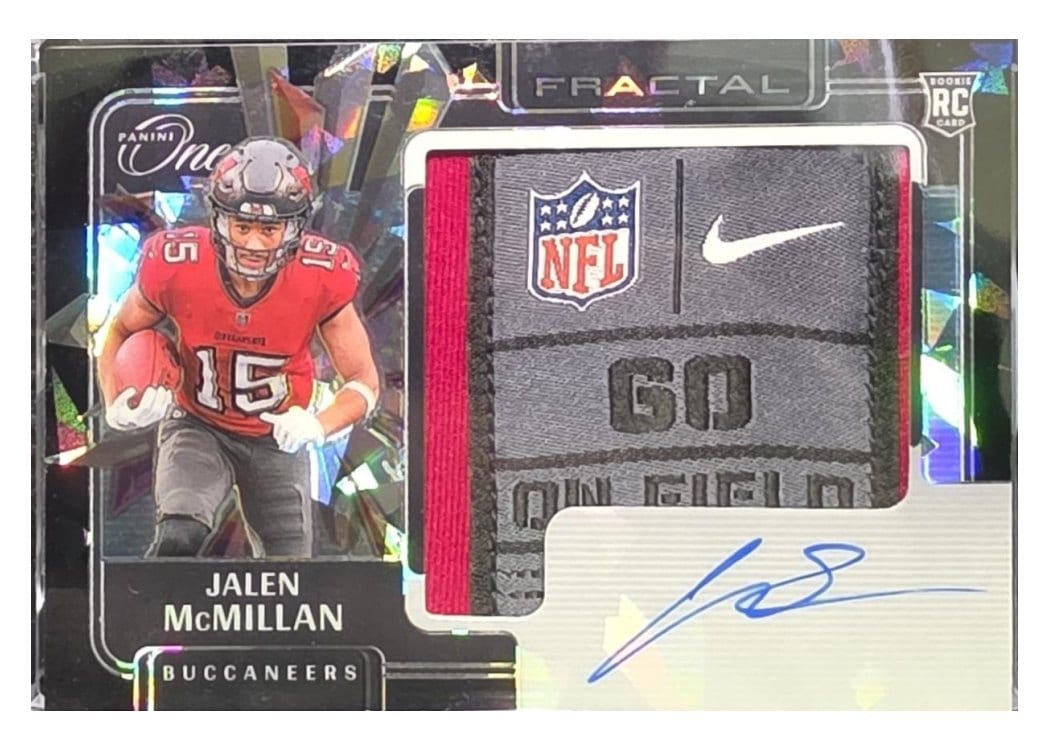 2024 Panini One Rookie Fractal Autographs Jalen McMillan #417 card