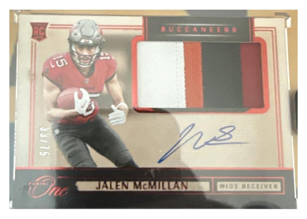 2024 Panini One Rookie Patch Autographs Jalen McMillan #27 card