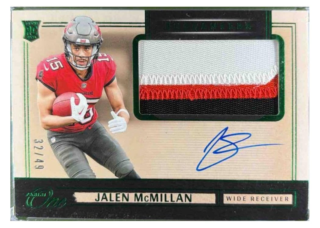 2024 Panini One Rookie Patch Autographs Jalen McMillan #27 card