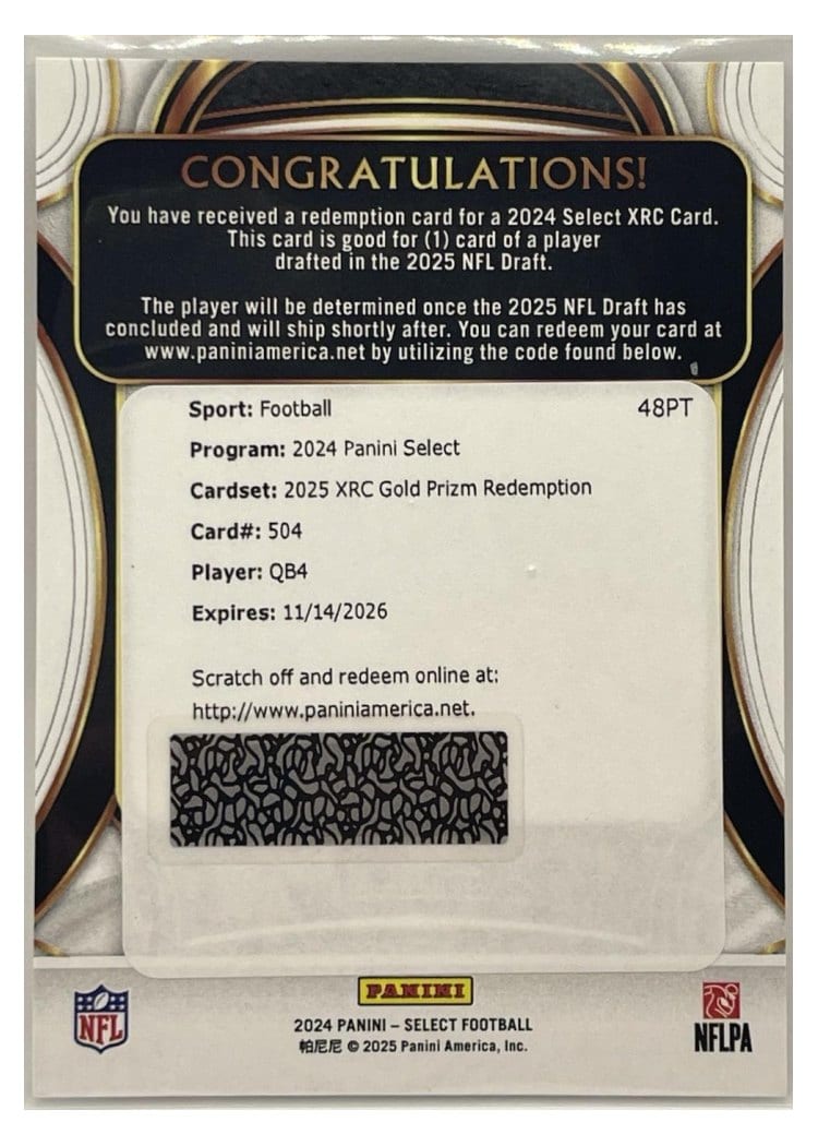 2024 Panini Select 2025 XRC Prizm Redemption Jalen Milroe #504 card