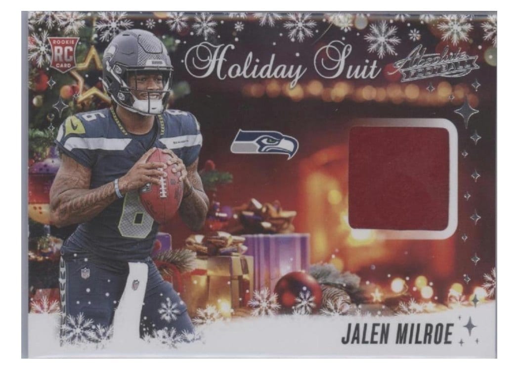 2025 Panini Absolute Countdown Calendar Holiday Suit Relics Jalen Milroe #13 card