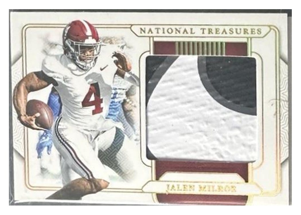 2025 Panini National Treasures Collegiate College Materials Signature Booklet Jalen Milroe #3 card