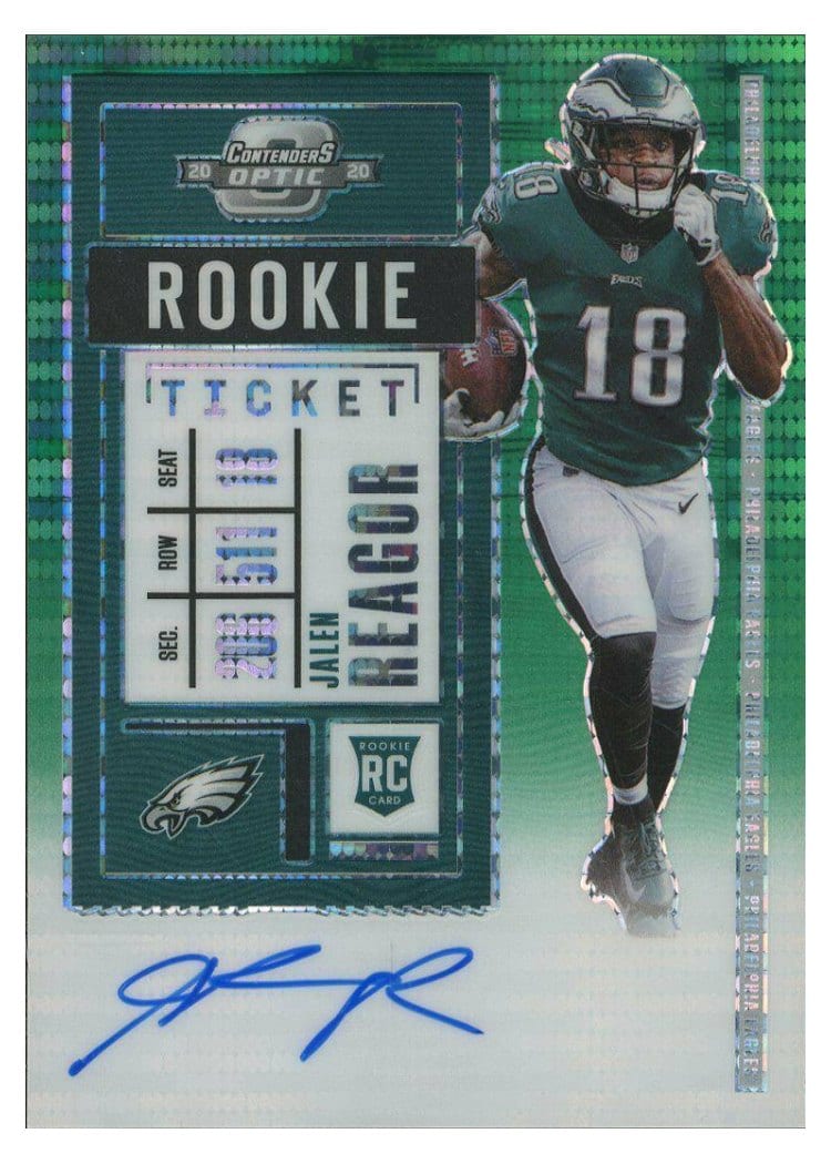 2020 Panini Contenders Optic Base Set Jalen Reagor Autograph Green Pulsar #108 card