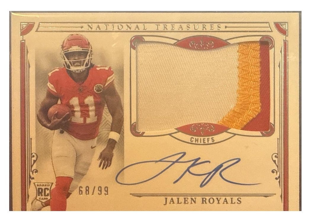 2025 Panini National Treasures Rookie Patch Autographs Jalen Royals #187 card