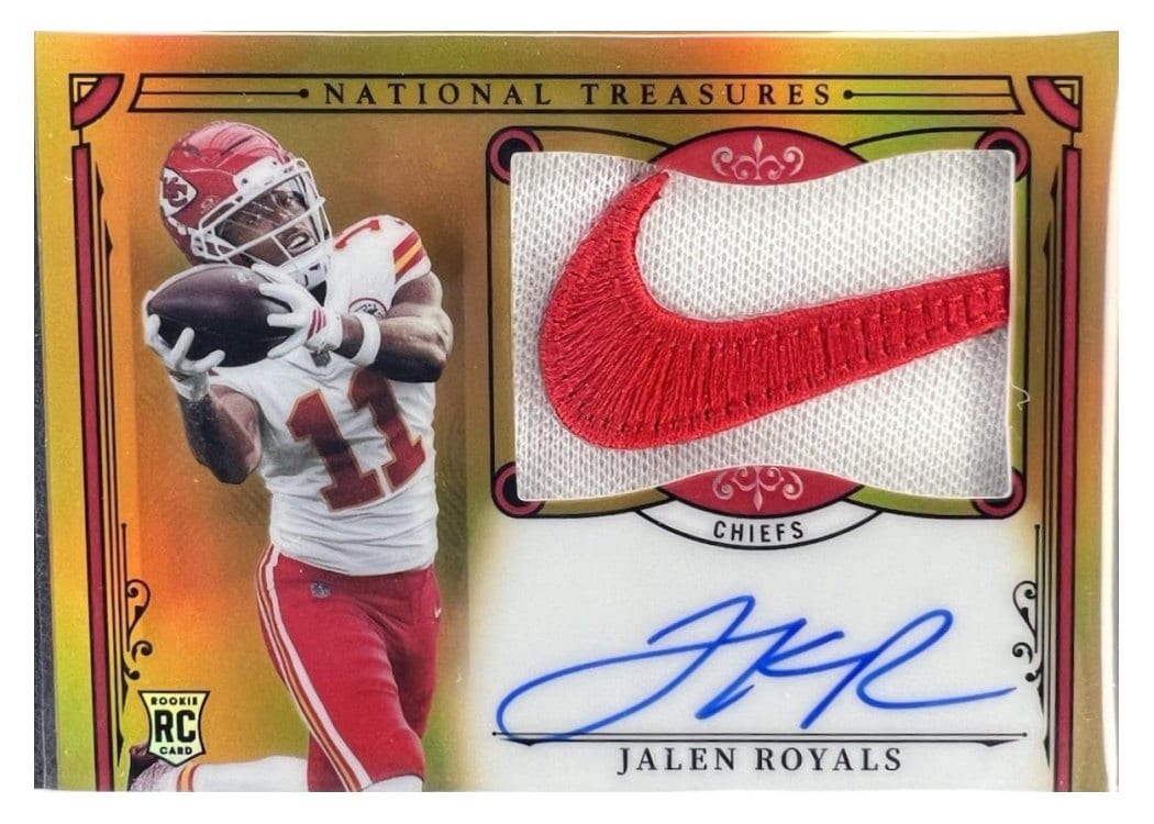 2025 Panini National Treasures Rookie Patch Autographs Jalen Royals #187 card