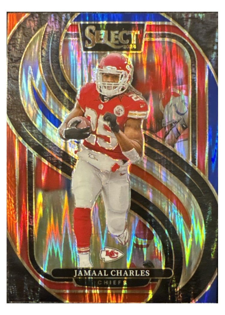 2024 Panini Select Base Set Jamaal Charles Red Blue Prizm Shock #166 card