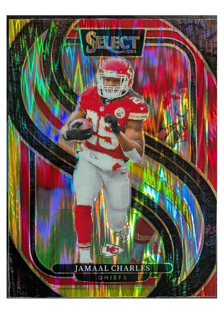 2024 Panini Select Base Set Jamaal Charles Red Yellow Prizm Shock #166 card