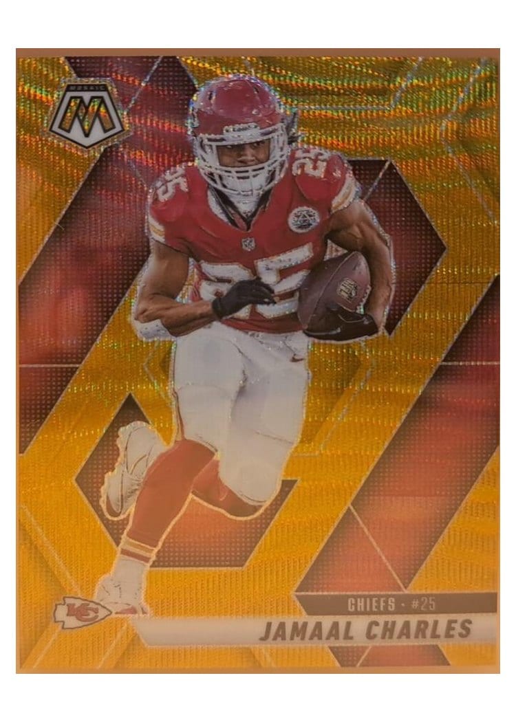 2025 Panini Mosaic Base Set Jamaal Charles Gold Wave #18 card