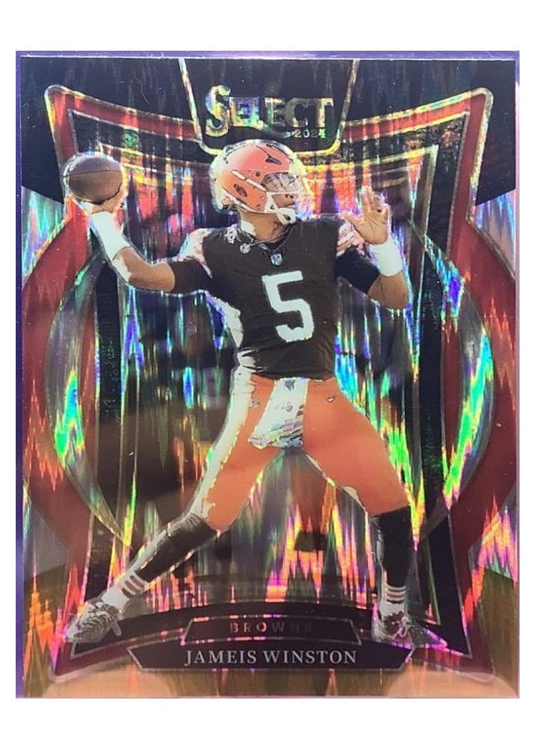 2024 Panini Select Base Set Jameis Winston Black Gold Prizm Shock #67 card