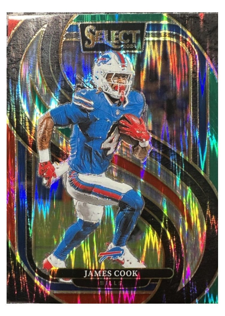 2024 Panini Select Base Set James Cook Green Red Prizm Shock #167 card