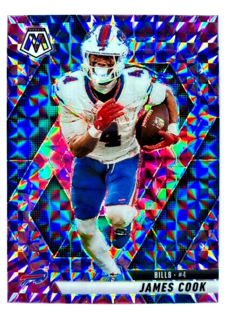 2025 Panini Mosaic Base Set James Cook Reactive Purple #201 card