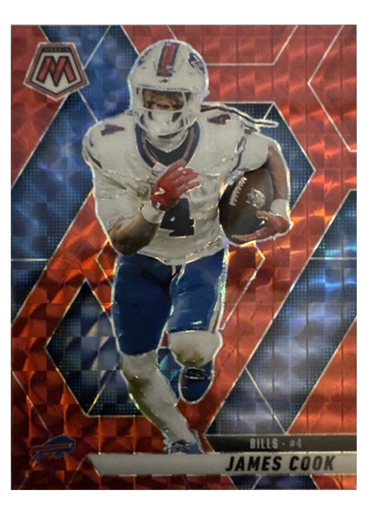 2025 Panini Mosaic Base Set James Cook Red Sparkle #201 card