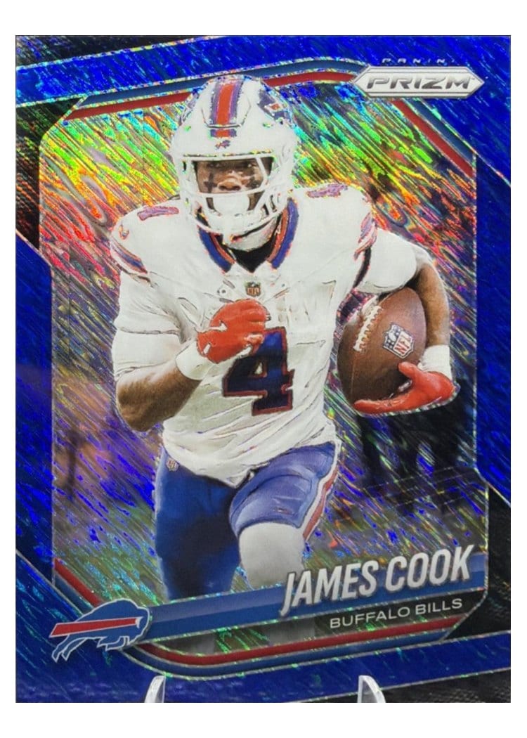 2025 Panini Prizm Base Set James Cook Blue Shimmer #27 card