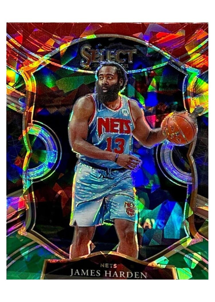 2020-21 Panini Select Base Set James Harden Green Prizm #12 card