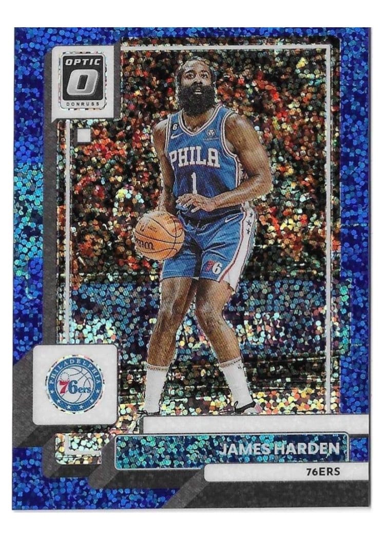 2022-23 Donruss Optic Base Set James Harden Blue Sparkle #22 card