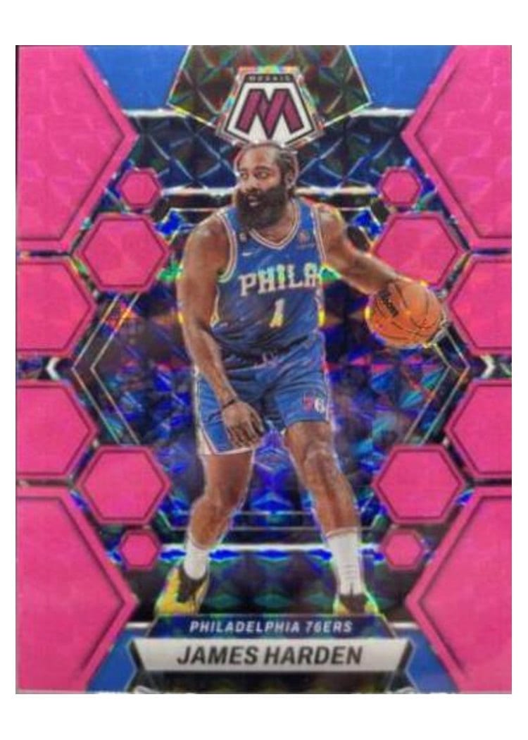 2022-23 Panini Mosaic Base Set James Harden Pink Fluorescent #55 card