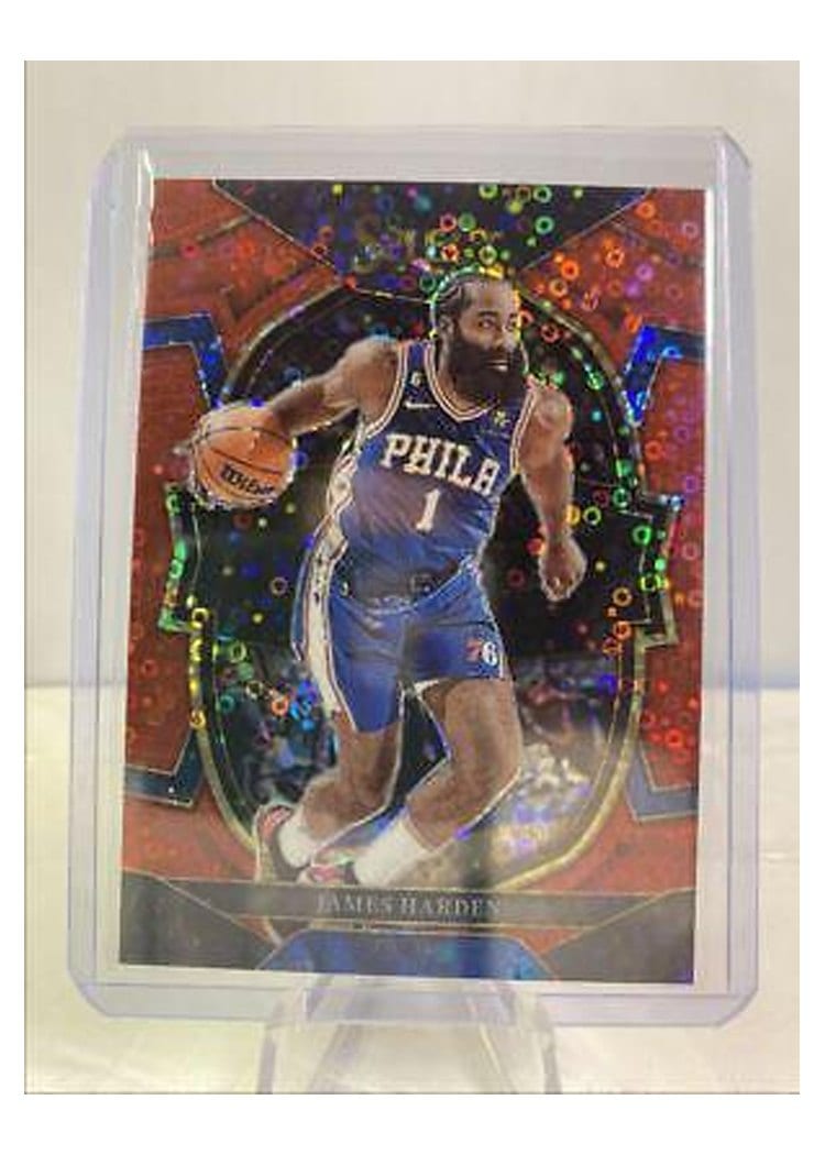 2022-23 Panini Select Base Set James Harden Red Disco Prizm #25 card