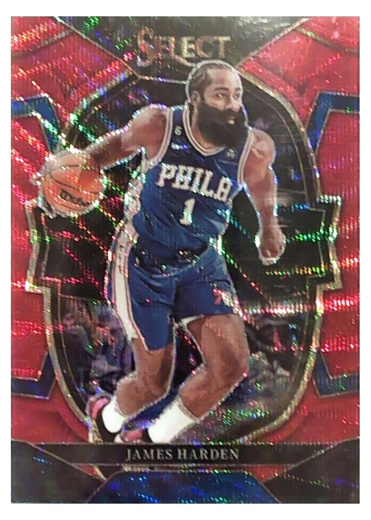 2022-23 Panini Select Base Set James Harden Red Wave Prizm #25 card