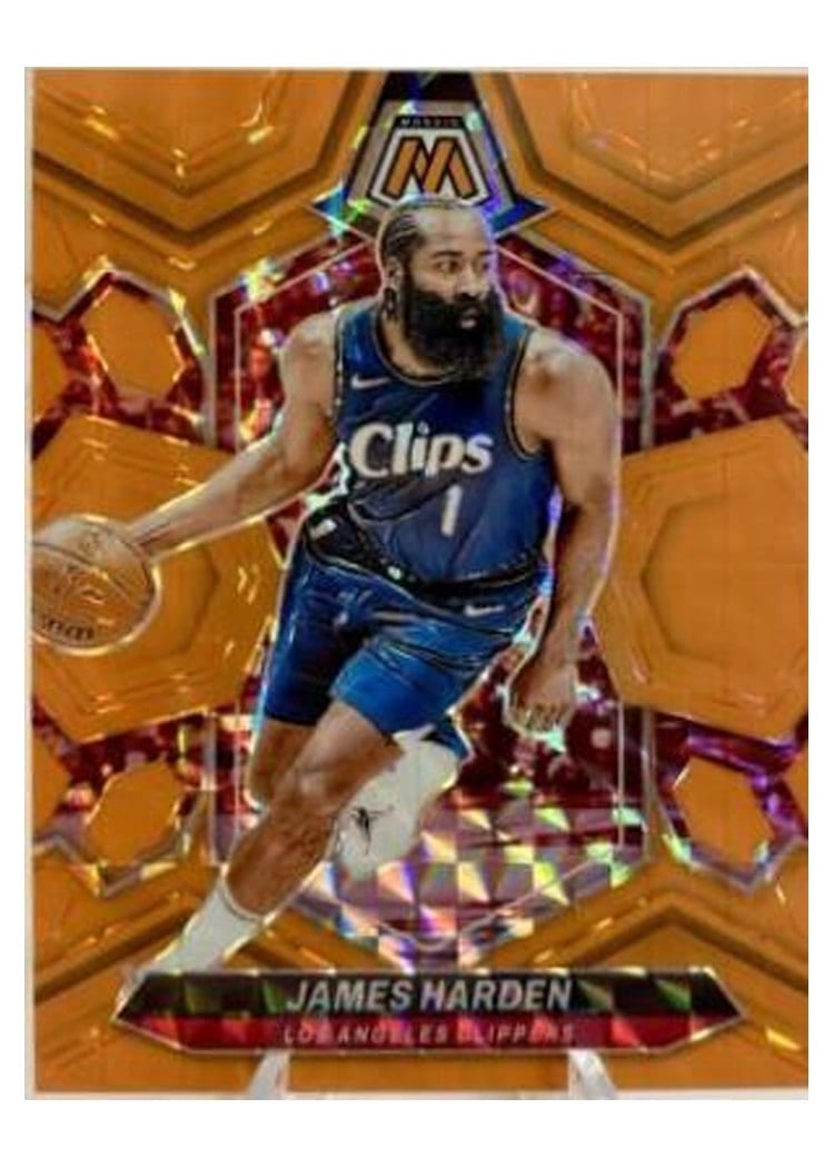 2023-24 Panini Mosaic Base Set James Harden Orange Fluorescent #152 card
