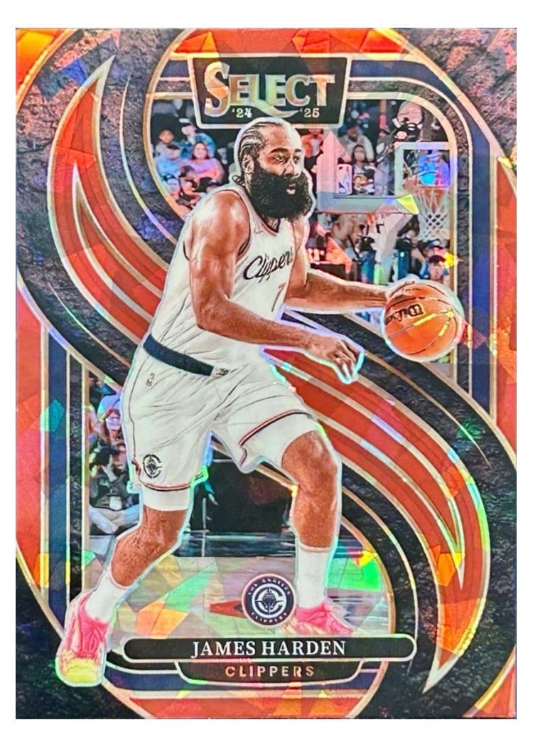 2024-25 Panini Select Base Set James Harden Red Prizm #103 card