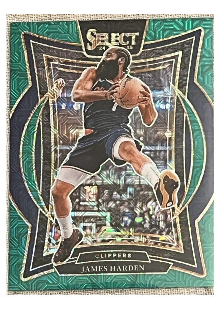 2024-25 Panini Select Base Set James Harden Green Mojo Prizm #57 card