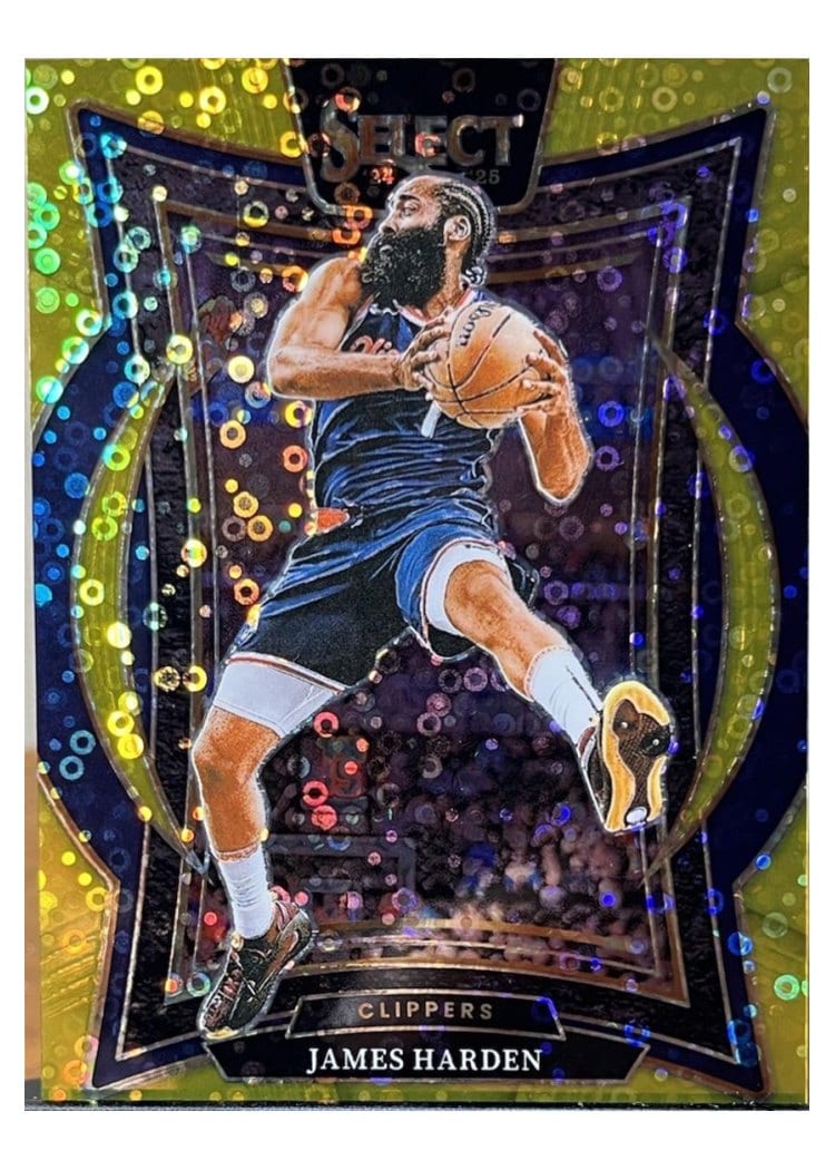 2024-25 Panini Select Base Set James Harden Gold Disco Prizm #57 card