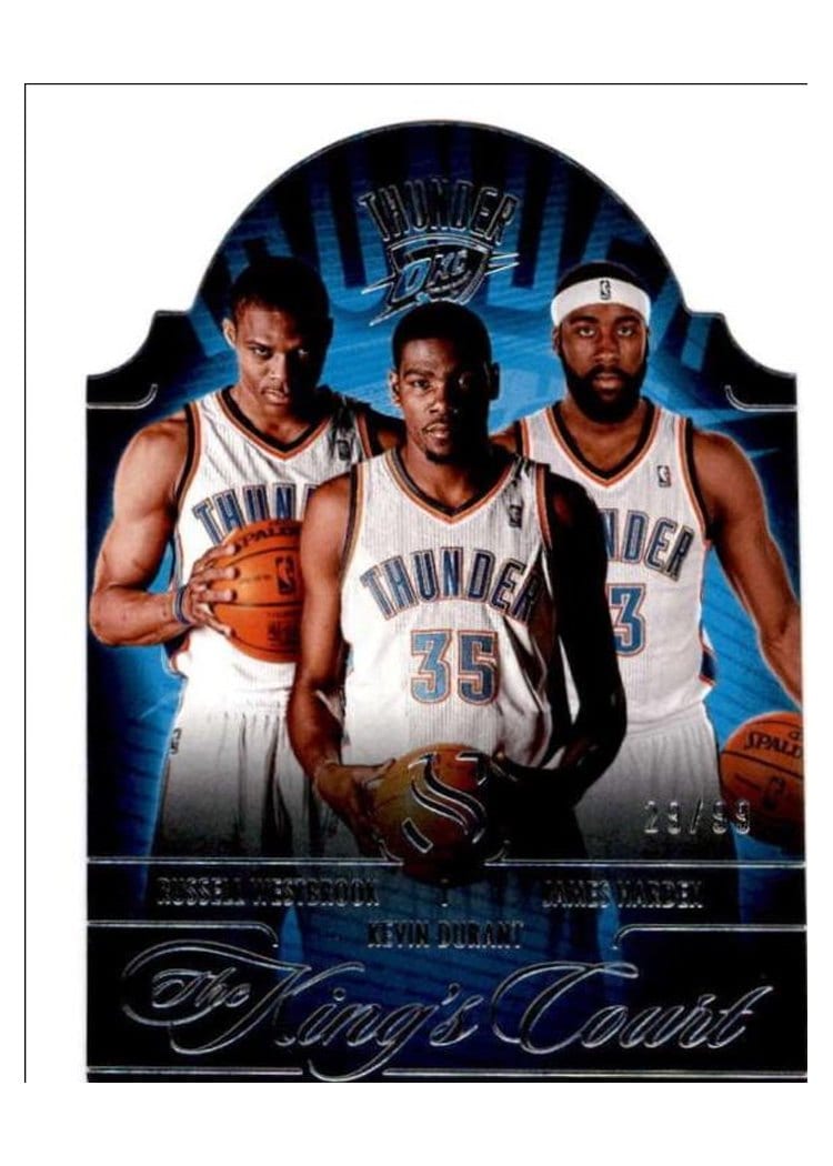 2024-25 Panini Silhouette The Kings Court James Harden/Kevin Durant/Russell Westbrook #12 card