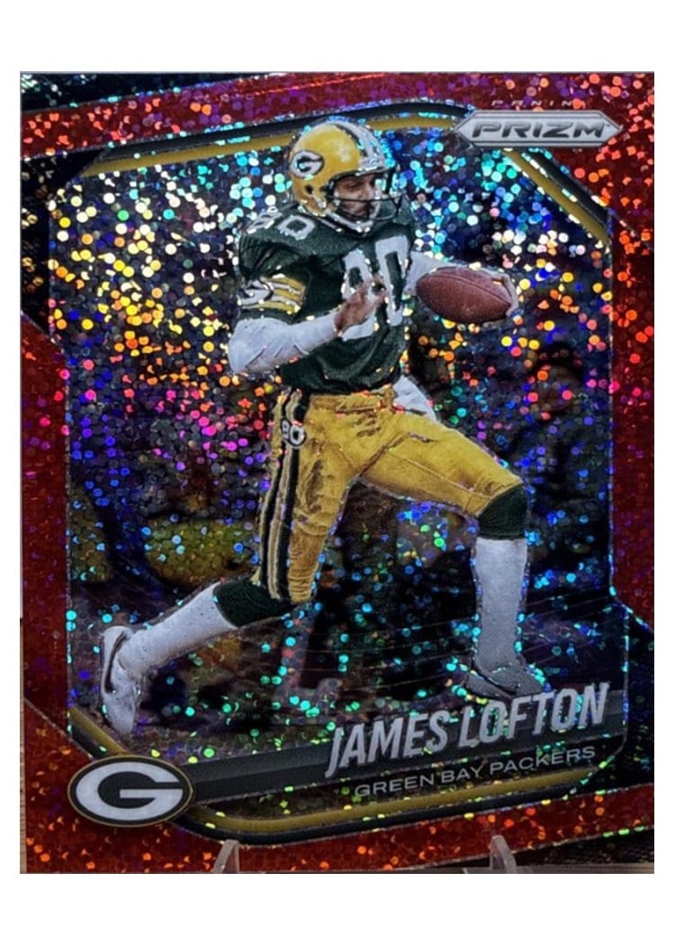 2025 Panini Prizm Base Set James Lofton Red Sparkle #149 card