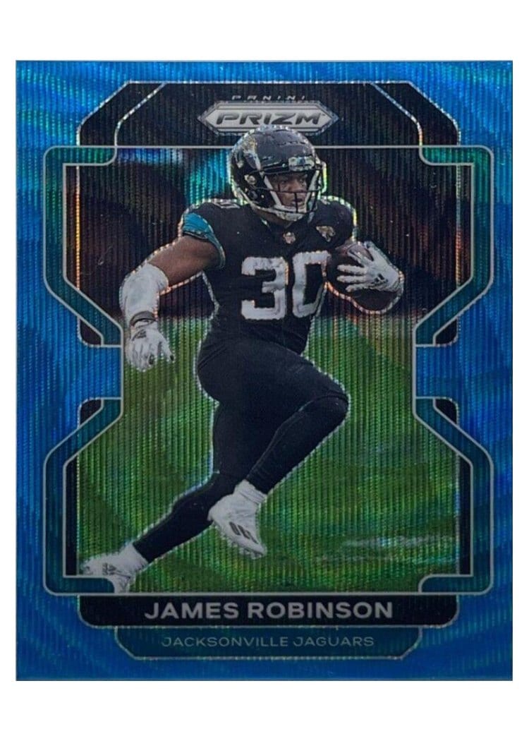 2021 Panini Prizm Base Set James Robinson Blue Wave Prizm #14 card