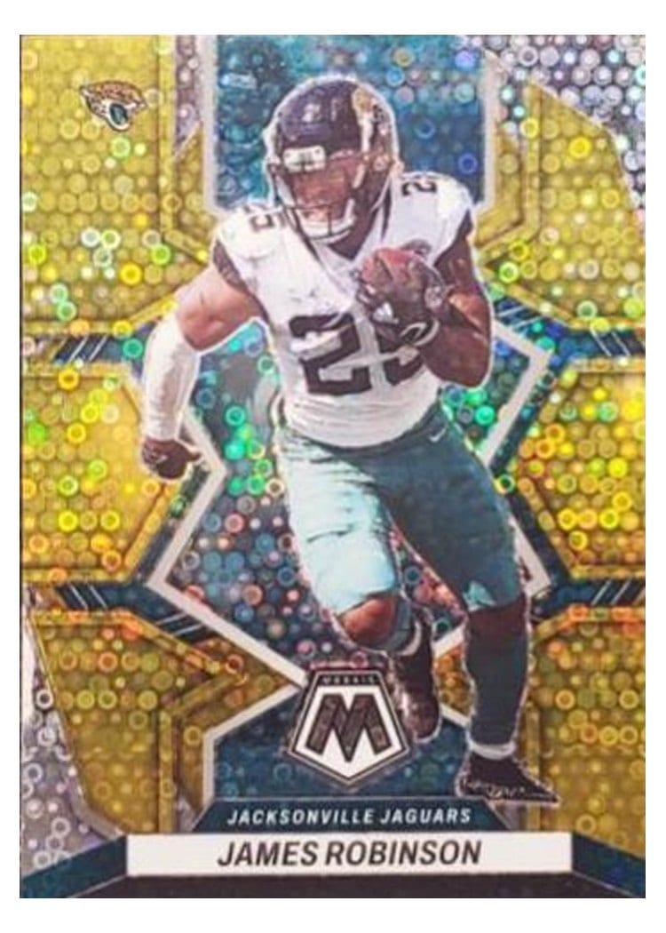 2022 Panini Mosaic Base Set James Robinson No Huddle Gold #89 card