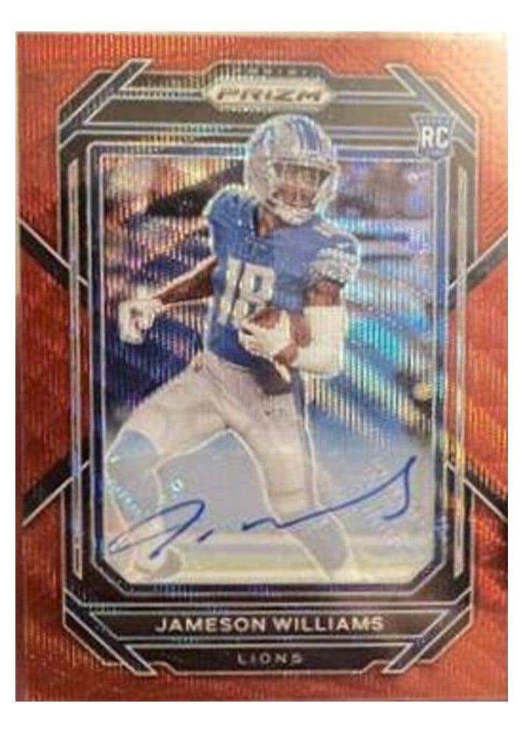 2022 Panini Prizm Base Set Jameson Williams Autograph Red Wave #311 card