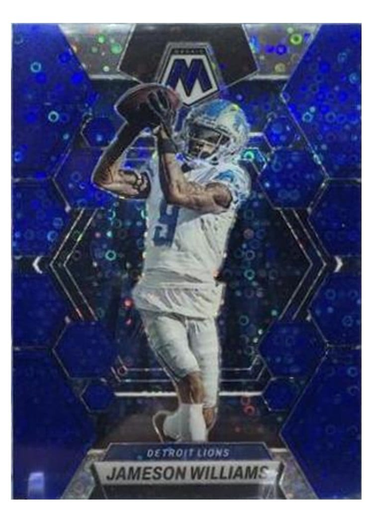 2023 Panini Mosaic Base Set Jameson Williams No Huddle Blue #187 card
