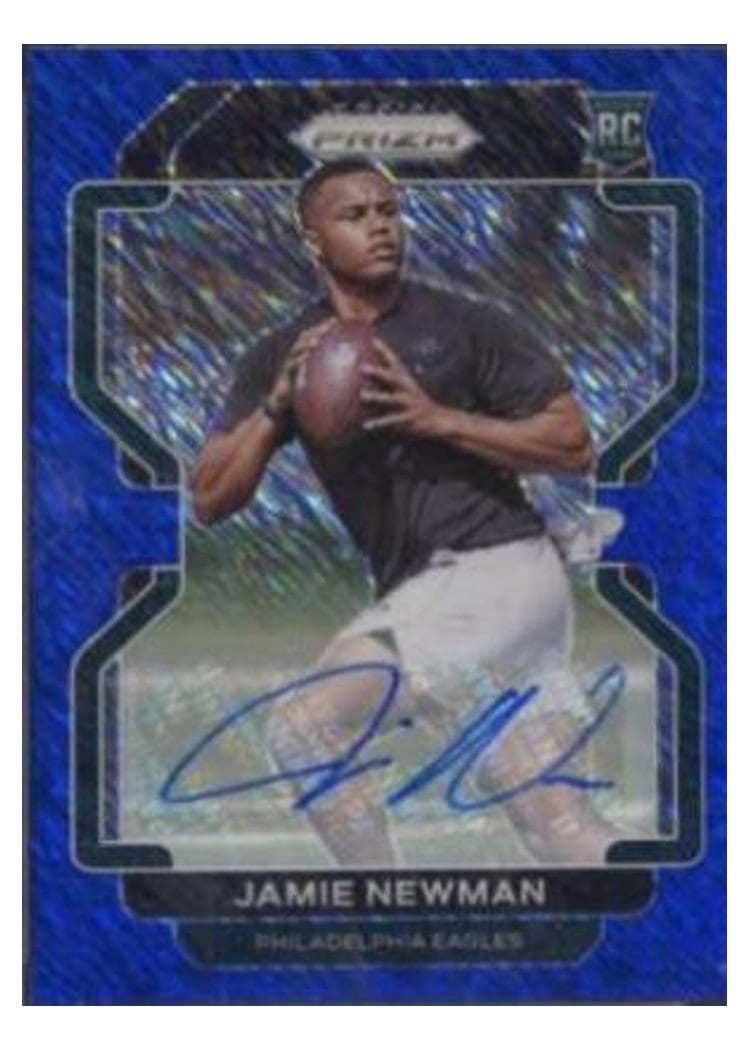 2021 Panini Prizm Base Set Jamie Newman Autograph Blue Shimmer #397 card