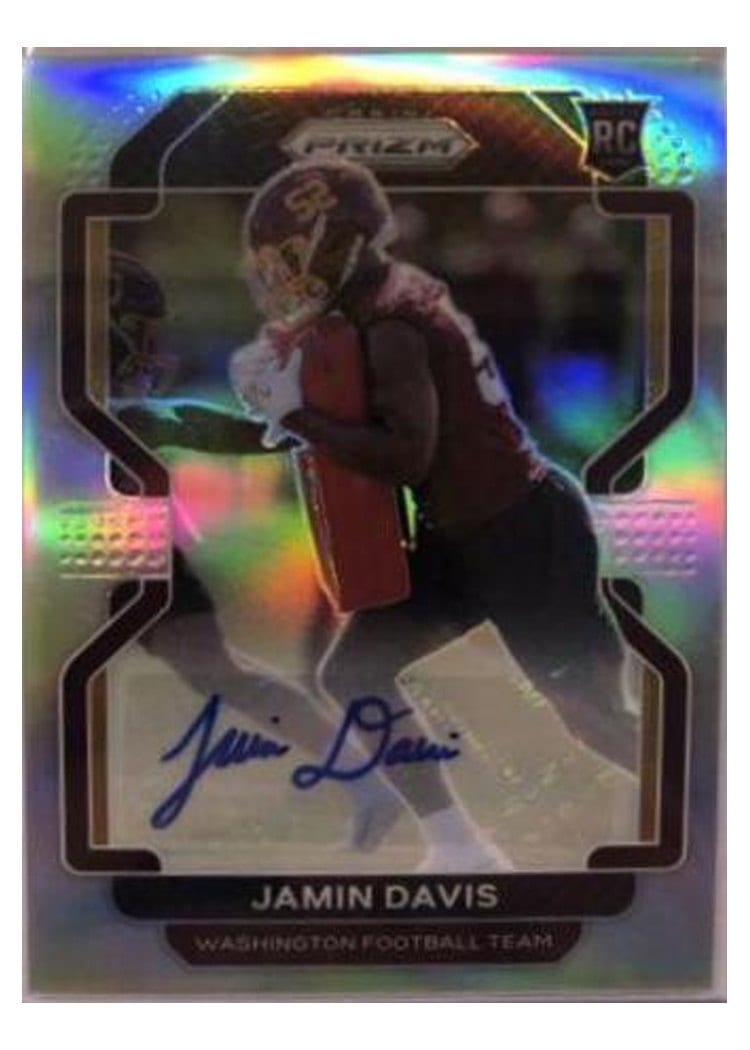 2021 Panini Prizm Base Set Jamin Davis Autograph Silver Prizm #383 card