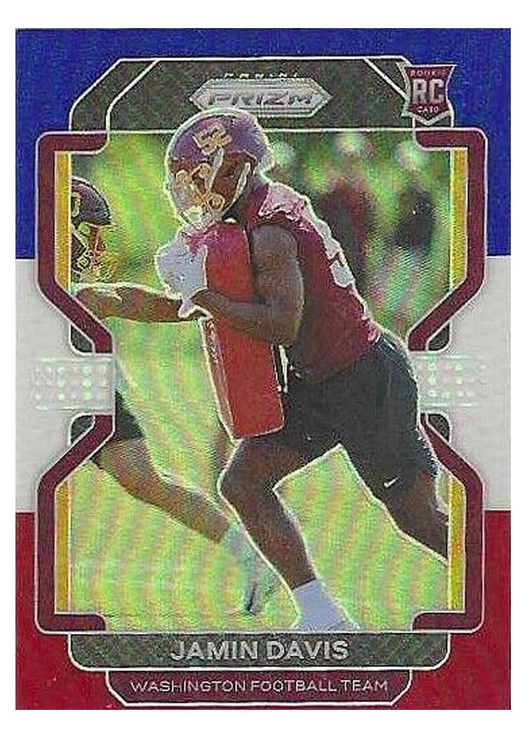 2021 Panini Prizm Base Set Jamin Davis Red White and Blue Prizm #383 card