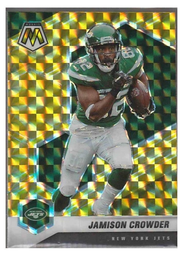 2021 Panini Mosaic Base Set Jamison Crowder Reactive Yellow Mosaic #159 card