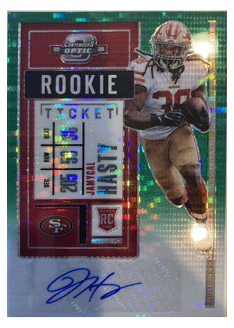2020 Panini Contenders Optic Base Set Jamycal Hasty Autograph Green Pulsar #202