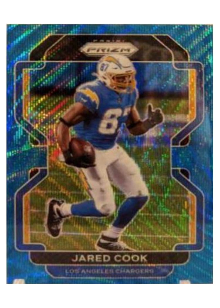 2021 Panini Prizm Base Set Jared Cook Blue Wave Prizm #168 card