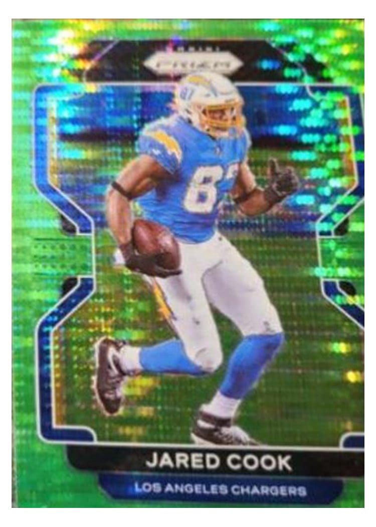 2021 Panini Prizm Base Set Jared Cook Neon Green Pulsar Prizm #168 card