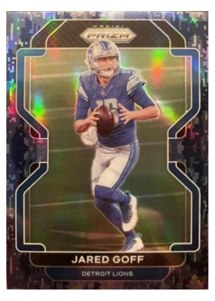 2021 Panini Prizm Base Set Jared Goff Navy Camo Prizm #148 card