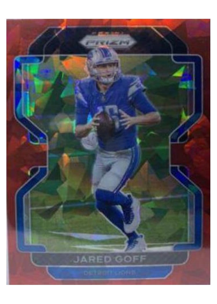 2021 Panini Prizm Base Set Jared Goff Red Ice Prizm #148 card