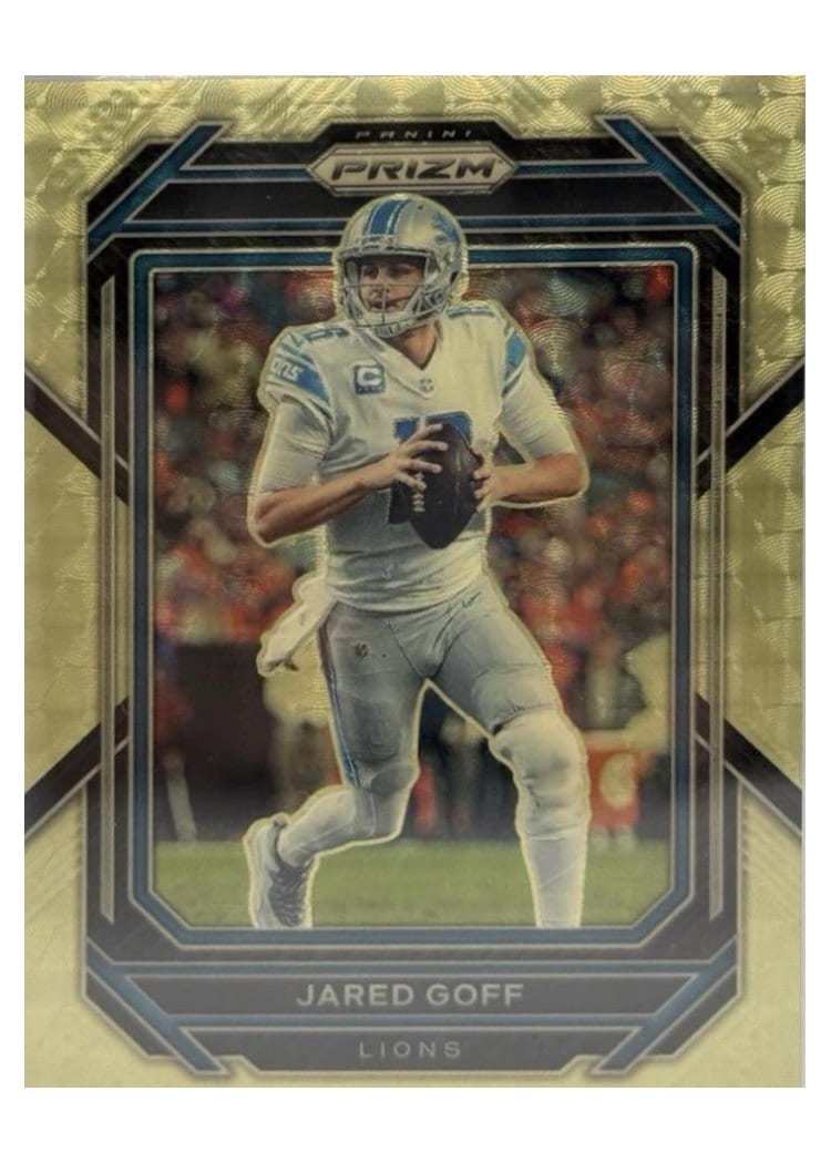 2022 Panini Prizm Base Set Jared Goff Gold Vinyl #95 card
