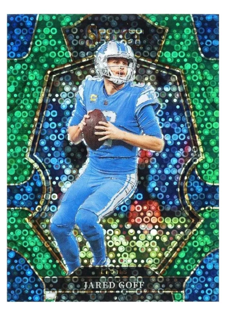 2022 Panini Select Base Set Jared Goff Green Disco #134 card