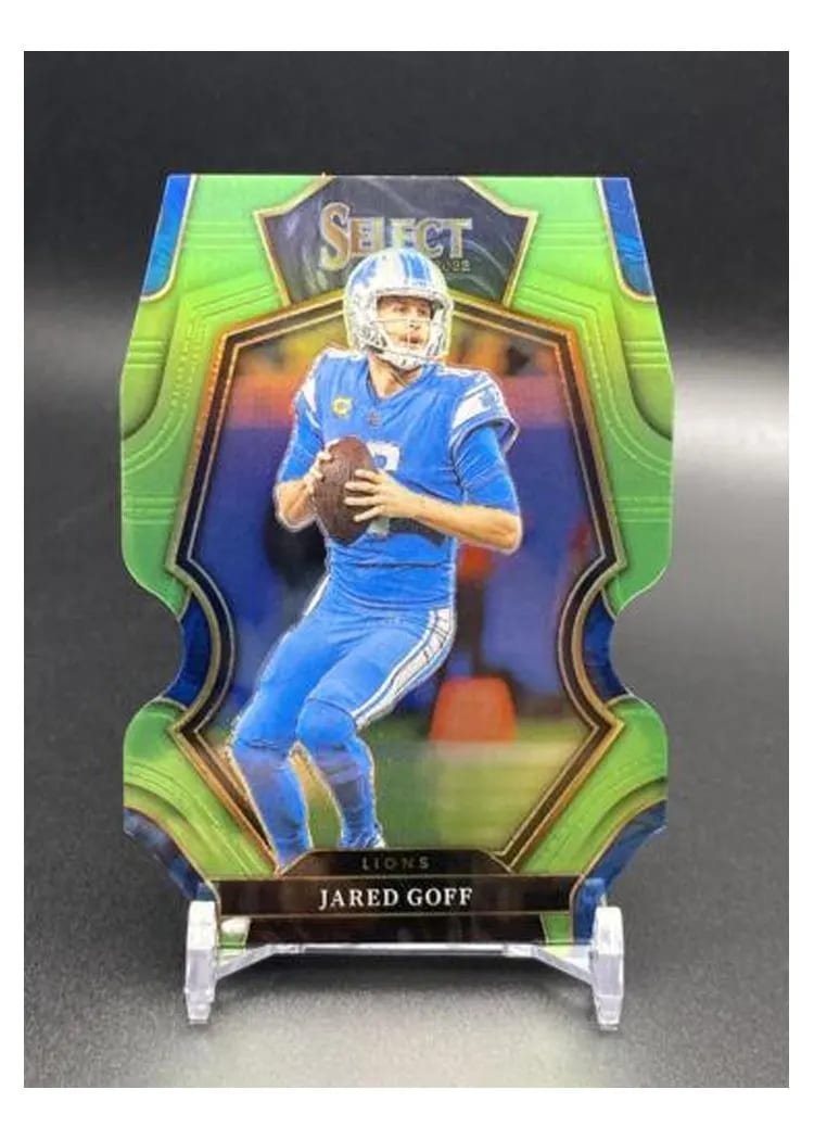2022 Panini Select Base Set Jared Goff Neon Green Die Cut #134 card